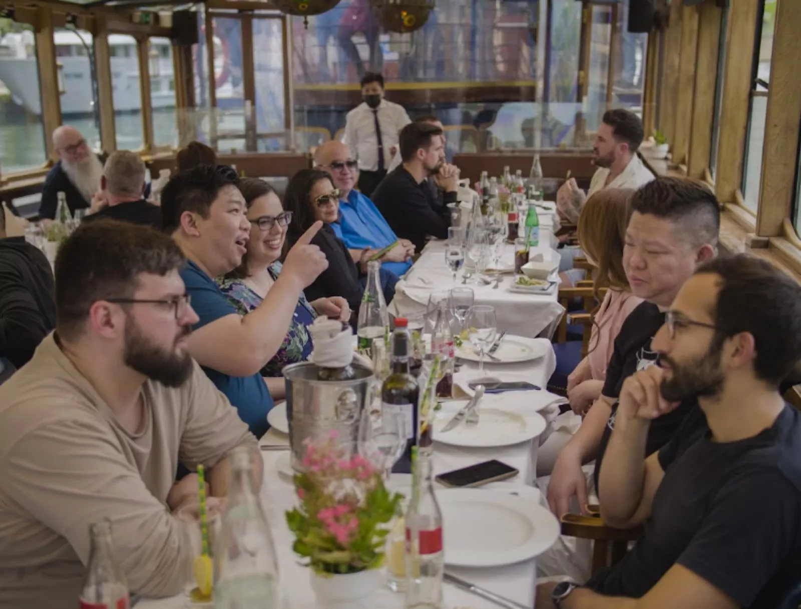 Group dinner on the river cruise